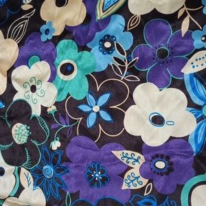 90s VTG 1.67yd Satin Fabric Retro Floral